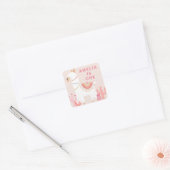 Leuke hele Llama Leuk Roze 1e Verjaardag Favor Vierkante Sticker (Envelop)
