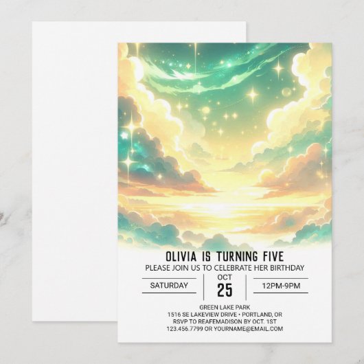 Leuke Hemelse Digitale Verjaardag Kaart (Voorkant / Achterkant)