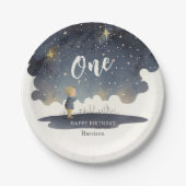 Leuke Hemelse Verjaardagssterren Waterverf Boy Papieren Bordje (Voorkant)