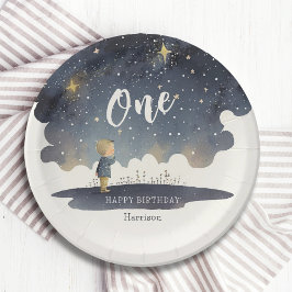 Leuke Hemelse Verjaardagssterren Waterverf Boy Papieren Bordje