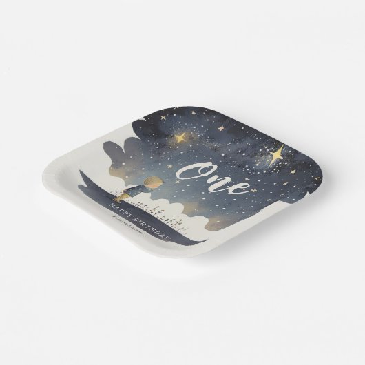 Leuke Hemelse Verjaardagssterren Waterverf Boy Papieren Bordje (Gebogen)