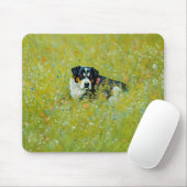 Leuke Herder Mix Hond Whimsical Art Bloemen Muismat (Met muis)