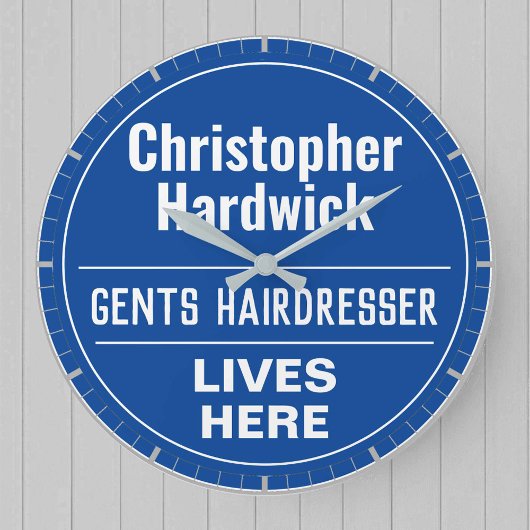 Leuke heren kapper wandplaat stijl grote klok