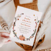 Leuke Herfst Bloemen Pompoen Krans Baby shower Kaart