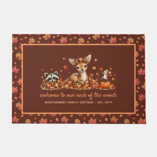 Leuke herfst bosdieren Gepersonaliseerde herfst Deurmat (Voorkant)