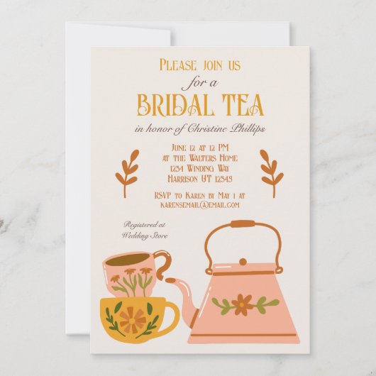 Leuke Herfst Bruids Tea Party Kaart (Voorkant)