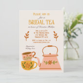 Leuke Herfst Bruids Tea Party Kaart (Staand voorkant)