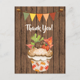 Leuke herfst cupcake en Bunting Herfst Dank u Briefkaart