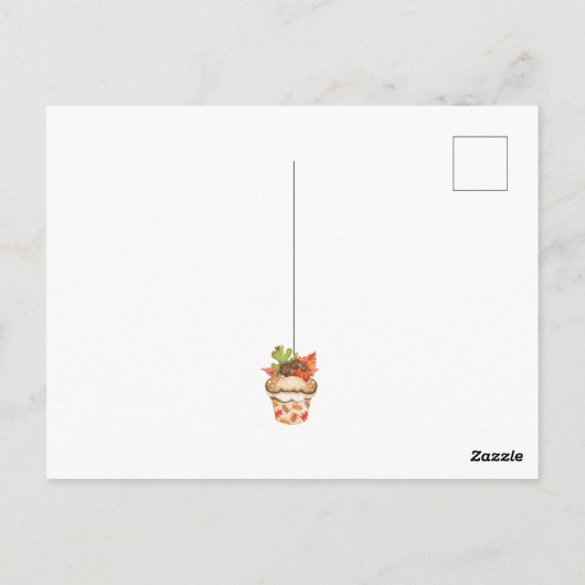 Leuke herfst cupcake en Bunting Herfst Dank u Briefkaart (Achterkant)