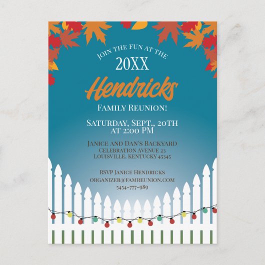 Leuke Herfst Familie Reünie piket hek versierd Briefkaart (Voorkant)