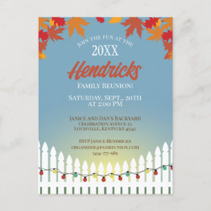 Leuke Herfst Familie Reünie piket hek versierd Briefkaart