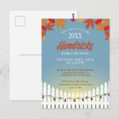 Leuke Herfst Familie Reünie piket hek versierd Briefkaart (Voorkant / Achterkant)