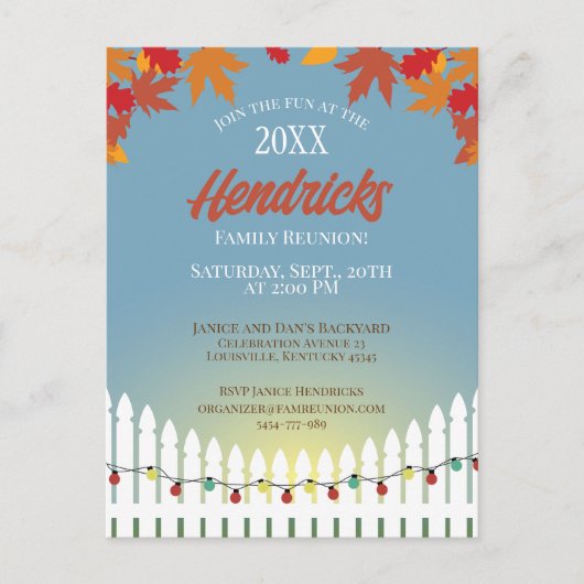 Leuke Herfst Familie Reünie piket hek versierd Briefkaart (Voorkant)