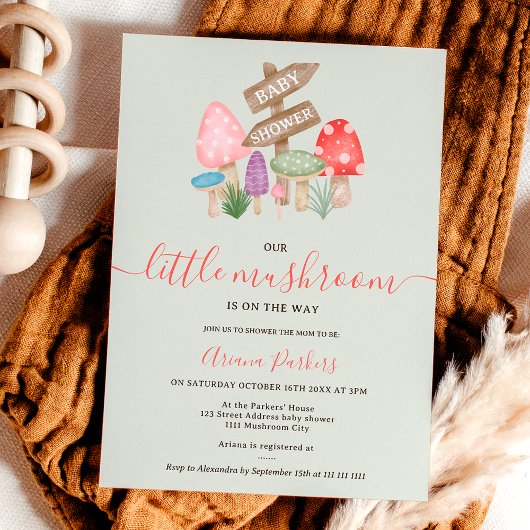 Leuke herfst fee bosrijke paddenstoelen baby showe kaart