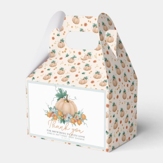 Leuke Herfst Floral Pumpkin Dank u Baby shower Bedankdoosjes (Voorkant Zijde)
