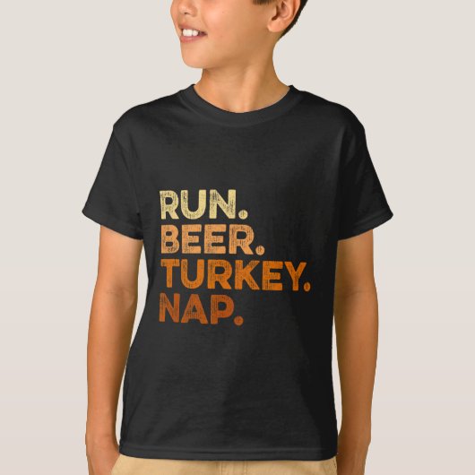 Leuke Herfst Gezegden Thanksgiving Trot Run Bier T T-shirt (Voorkant)