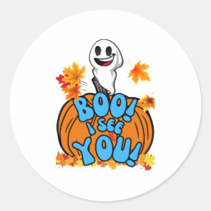 Leuke Herfst Halloween spook Boo! Ik zie je! Stick Ronde Sticker