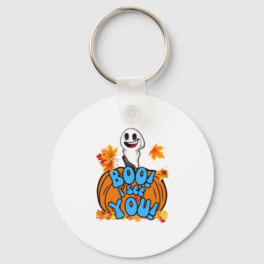 Leuke Herfst Halloween spook Boo! Ik zie je! Stick Sleutelhanger (Voorkant)