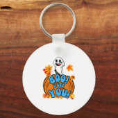Leuke Herfst Halloween spook Boo! Ik zie je! Stick Sleutelhanger (Voorkant)