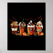 Leuke herfst Herfst Horror Latte Koffiekopjes Ghos Poster (Voorkant)
