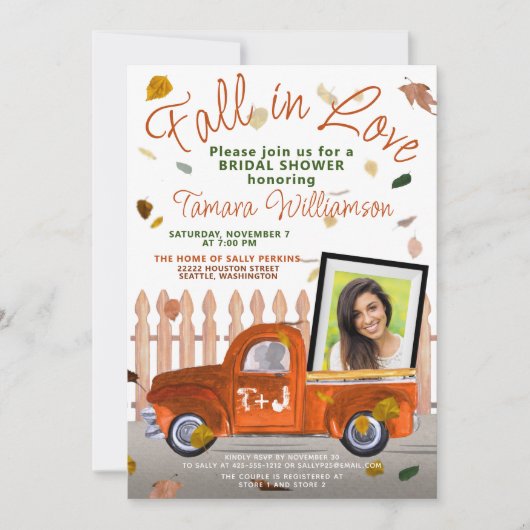 Leuke Herfst In Liefde Foto QR Sinaasappel Truck S Kaart (Voorkant)