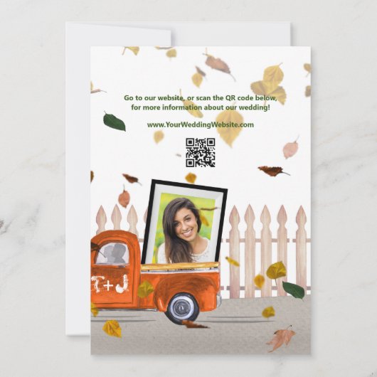 Leuke Herfst In Liefde Foto QR Sinaasappel Truck S Kaart (Achterkant)