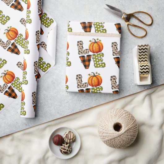 Leuke Herfst LIEFDE | Herfstpompoen Cadeaupapier (Crafts)