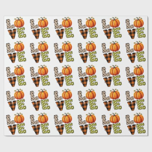 Leuke Herfst LIEFDE | Herfstpompoen Cadeaupapier (Vlak)