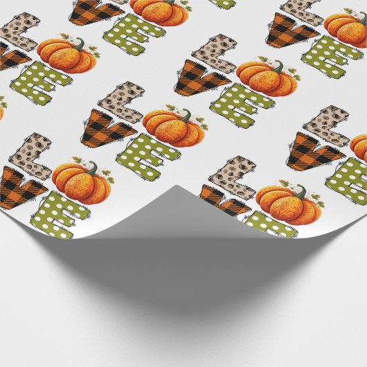 Leuke Herfst LIEFDE | Herfstpompoen Cadeaupapier (Hoek)