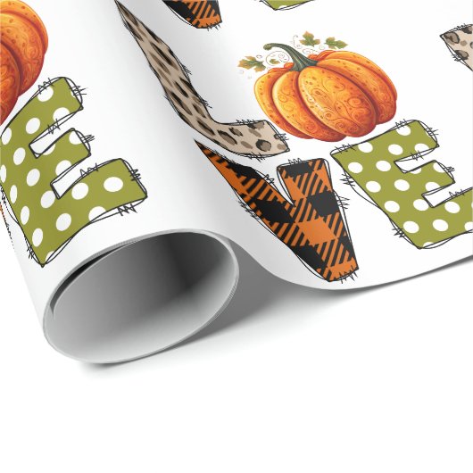 Leuke Herfst LIEFDE | Herfstpompoen Cadeaupapier (Rol Hoek)