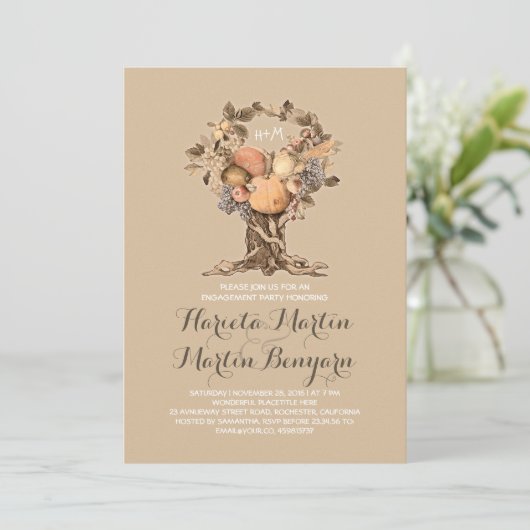 Leuke herfst Oogst Tree Engagement Party Invitatio Kaart (Staand voorkant)