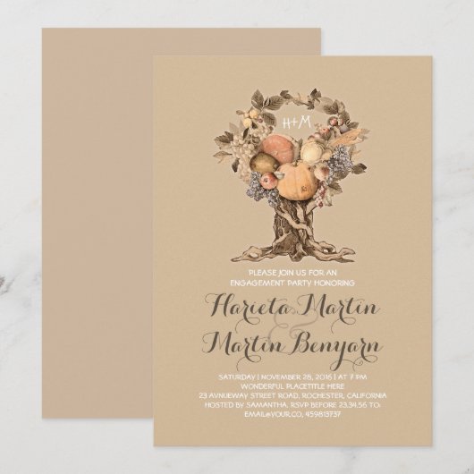 Leuke herfst Oogst Tree Engagement Party Invitatio Kaart (Voorkant / Achterkant)