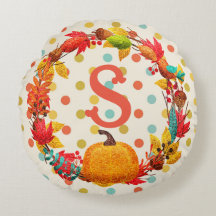 Leuke herfst pompoen krans polka dot blauwgroen si