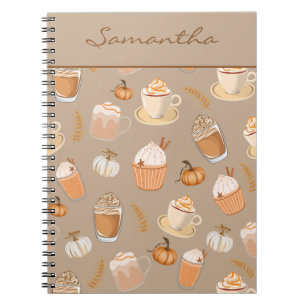 Leuke herfst pompoen kruiden koffie latte notitieboek