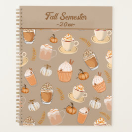 Leuke herfst pompoen kruiden koffie latte planner