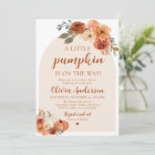 Leuke Herfst Pompoen Oranje Baby shower Invitation Kaart (Staand voorkant)