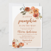 Leuke Herfst Pompoen Oranje Baby shower Invitation