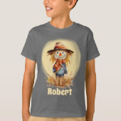 Leuke Herfst scarecrow Voeg naam toe kinder T-shirt (Voorkant)