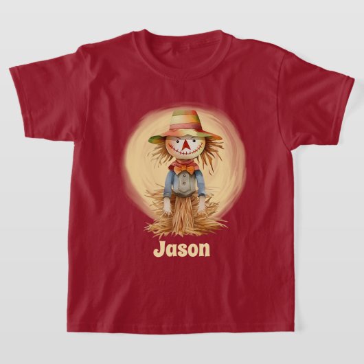 Leuke Herfst scarecrow Voeg naam toe kinder T-shirt (Laagn)