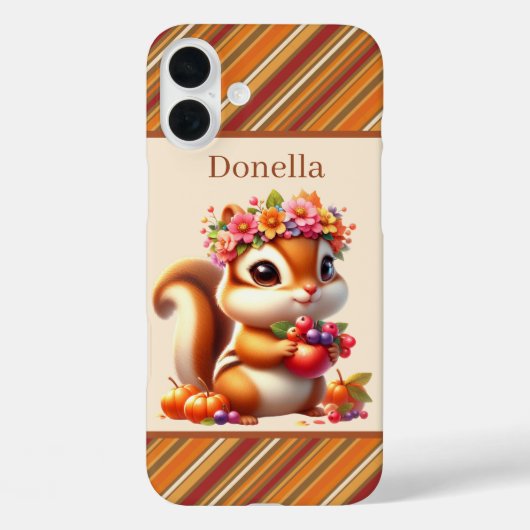 Leuke herfst seizoen eekhoorn voeg naam toe Case-Mate iPhone case (Achterkant)
