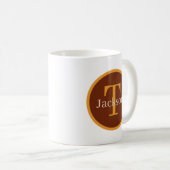 Leuke herfst seizoensgebonden kabouter monogram koffiemok (Voorkant rechts)