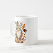 Leuke herfst seizoensgebonden kabouter monogram koffiemok (Voorkant links)