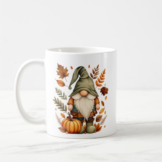 Leuke herfst seizoensgebonden kabouter monogram koffiemok (Links)