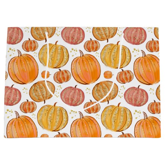Leuke Herfst Seizoensgebonden pompoen betegelde pa Groot Cadeauzakje (Voorkant)