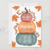 Leuke herfst sinaasappel blauw pompoenen baby show kaart (Voorkant)