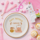 Leuke Herfst Tea Party Custom Verjaardag Papieren Bordje (Feest)