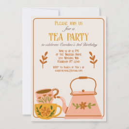 Leuke Herfst Tea Party Verjaardag Kaart