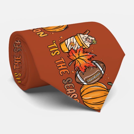 Leuke herfst Thanksgiving Football Latte Pumpkin Stropdas (Opgerold)