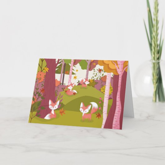 Leuke herfst vossen feestdagen kaart (Voorkant)