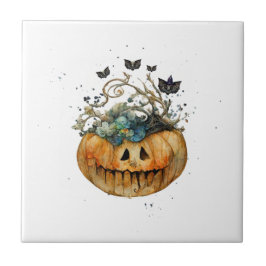 Leuke Herfst Waterverf Halloween Pumpkin Onderzett Tegeltje
